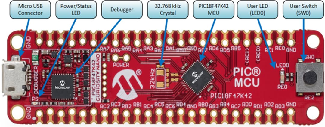 Microchip Technology PIC18F47K42 Curiosity Nano Kit (DM182028)