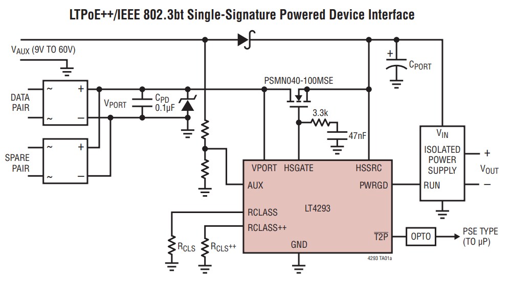 Application Circuit Diagram - Analog Devices Inc. LT4293 Interface Controller
