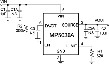 Schematic - Monolithic Power Systems (MPS) EV5036A-J-00A Evaluation Board