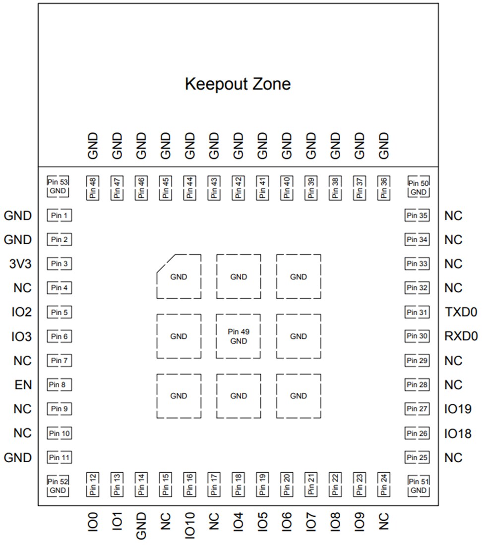 Mechanical Drawing - DFRobot ESP32-C3-MINI-1-N4 Module with PCB Antenna