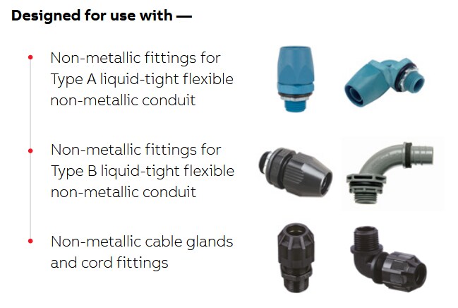 Chart - ABB Installation Products T&B Liquidtight Systems® Non-Metallic Locknuts